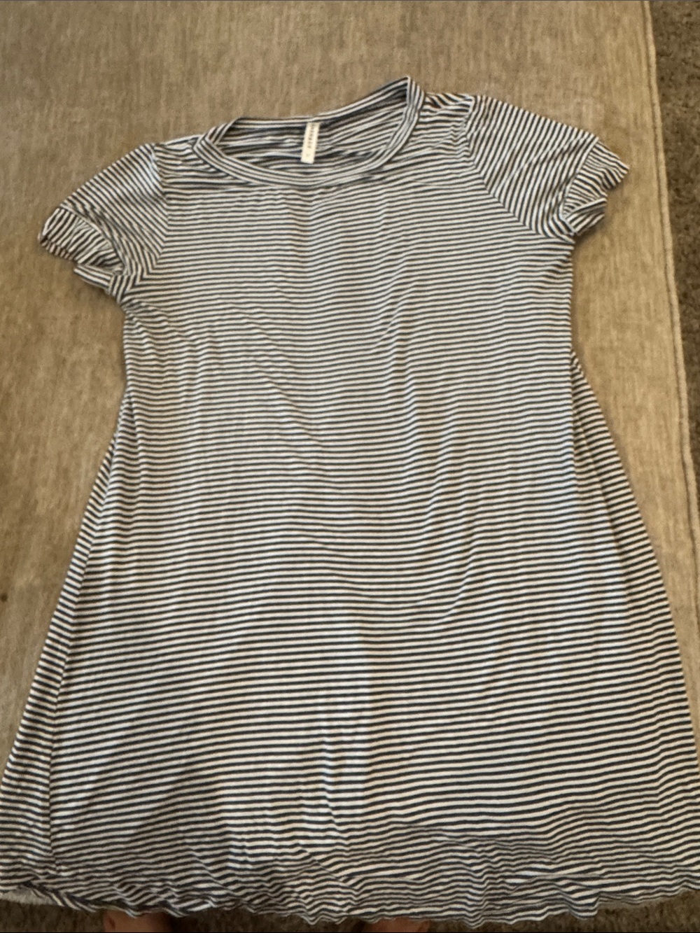 Emerald Navy & White Striped Midi Tee Dress